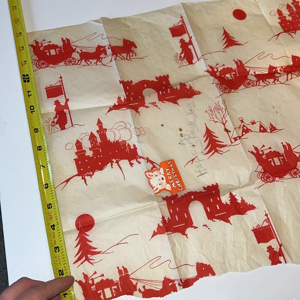 Antique 20’s? Gift paper Merry Christmas holiday tissue paper vintage - Picture 1 of 5
